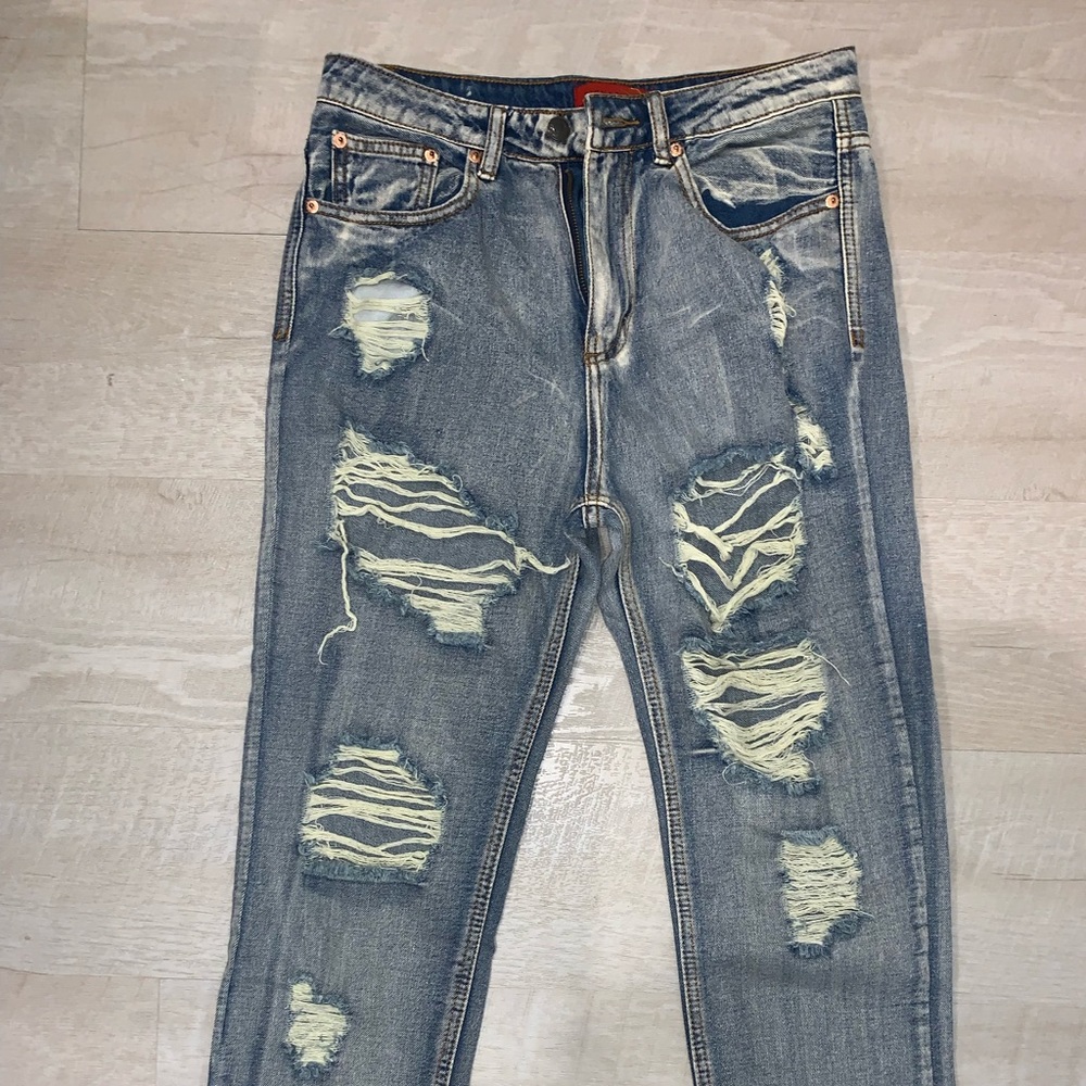 Nasty Gal Destroyed Denim Crop Jeans